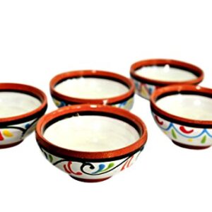 Cactus Canyon Ceramics VERY SMALL Spanish Terracotta 5-Piece VERY SMALL Mini-Bowl (Pinch Bowls) Set, White