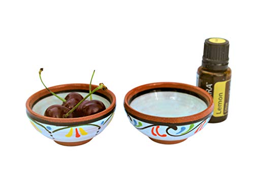 Cactus Canyon Ceramics VERY SMALL Spanish Terracotta 5-Piece VERY SMALL Mini-Bowl (Pinch Bowls) Set, White