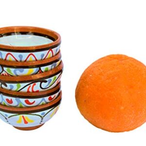 Cactus Canyon Ceramics VERY SMALL Spanish Terracotta 5-Piece VERY SMALL Mini-Bowl (Pinch Bowls) Set, White