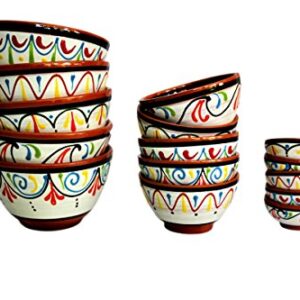 Cactus Canyon Ceramics VERY SMALL Spanish Terracotta 5-Piece VERY SMALL Mini-Bowl (Pinch Bowls) Set, White