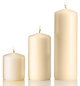 vanilla pillar candle variety set - 3 vanilla unscented pillar candles - set includes 3", 6" and 9" candle