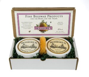 skidmore's cowboy edition leather care gift set | leather cream and beeswax waterproofing kit | includes applicator | natural and non-toxic formula | made in the usa