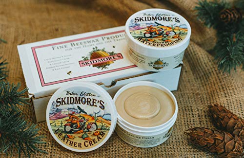 Skidmore's Biker Edition Leather Care Gift Set | Leather Cream and Waterproofing Kit for Your Motorcycle | Natural and Non-Toxic Formula | Made in The USA