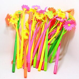 Gathere 30 Pcs Multicolors Novelty Cute Flower Ballpoint Writing Gel Pen Set Silicone Creative Ink Pens for Office School (0.5mm, black)