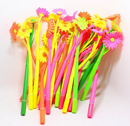 Gathere 30 Pcs Multicolors Novelty Cute Flower Ballpoint Writing Gel Pen Set Silicone Creative Ink Pens for Office School (0.5mm, black)