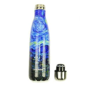 Star Print Bottle, Van Gogh The Starry Night, Double Wall Vacuum Insulated Stainless Steel Water Bottle, 17 oz