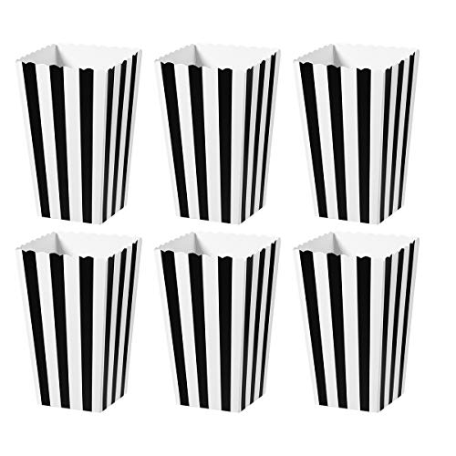 TOYMYTOY Popcorn Boxes,Cardboard Popcorn Containers for Party Favor,24pcs (Black)