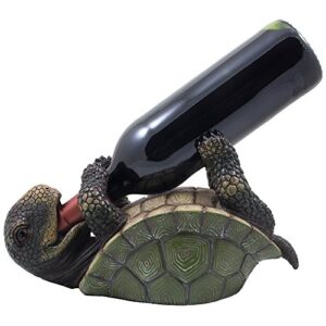 drinking turtle wine bottle holder statue as decorative tabletop wine racks and display stands for nautical, sea & aquatic home and bar décor or unique whimsical gifts for wine lovers