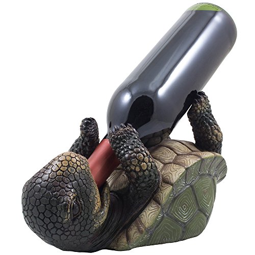 Drinking Turtle Wine Bottle Holder Statue As Decorative Tabletop Wine Racks and Display Stands for Nautical, Sea & Aquatic Home and Bar Décor or Unique Whimsical Gifts for Wine Lovers