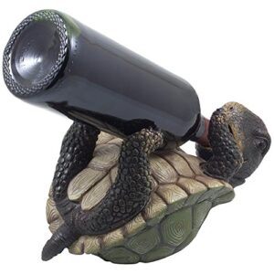 Drinking Turtle Wine Bottle Holder Statue As Decorative Tabletop Wine Racks and Display Stands for Nautical, Sea & Aquatic Home and Bar Décor or Unique Whimsical Gifts for Wine Lovers