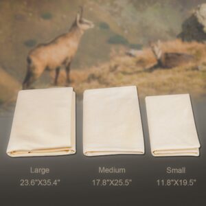 (3 Pack) Car Natural Chamois Cleaning Cloth,Absorber Towel for Car Chamois Drying Towe RIVERLAKE Genuine Deerskin Leather Auto Car Wash Drying Towel,Super Absorbent,3 Available Sizes. (L/M/S 3IN1)