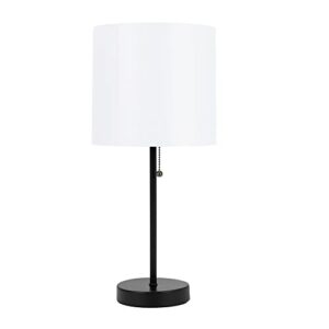 catalina lighting 17842-031 modern stick accent table lamp with pull chain and white fabric shade, 19", classic black