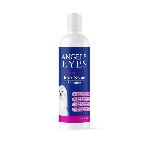 Angels’ Eyes Gentle Tear Stain Solution for Dogs and Cats | 8 oz Solution for Eye Area and Face | Remove Discharge, Dirt, Tear Stains, and Mucus