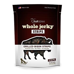 fruitables whole jerky dog treats – jerky strips for dogs – gluten free, grain free, wheat free – made with premium meat and no added fillers – grilled bison – 12 ounces