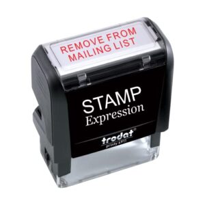 stampexpression - remove from mailing list office self inking rubber stamp - red ink (a-5374)