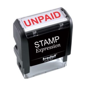 stampexpression - unpaid office self inking rubber stamp - red ink (a-5415)