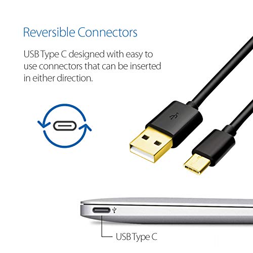 Cmple USB Type-C to USB-A 2.0 Male Charger Type C Fast Charging Cable USB Type-C to USB-A 2.0 Male Charger Type C Fast Charging Cable - 6 Feet Black