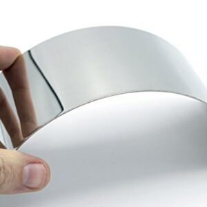 Plane Half Cylinder Convex Stainless Steel Mirror for use with Ray Box - 6.25" x 2.875" - 1mm Thick Approx. - Eisco Labs