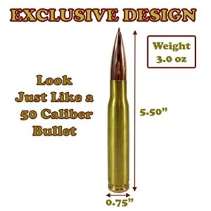Caliber Gourmet Bullet Twist Pen, 50 Caliber Brass Bullet Design, Twist Open, in Gold, Perfect for Hunters, Military, Outdoorsman, Father's Day Gift