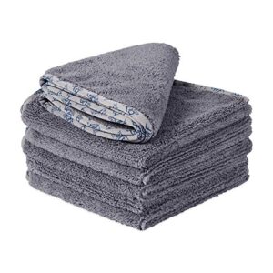 mw pro microfiber car towels (16"x 16") | 400 gsm | 80/20 blend | tagless | soft satin piped edges | all-purpose auto detailing - wax, buff, polish, wash, dry | 6 pack (gray)