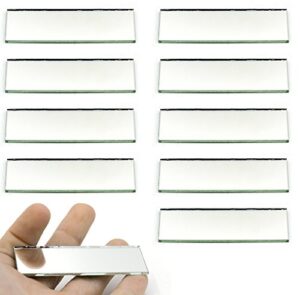 10 pack rectangular plano glass mirror, 3" x 1" - 2mm thick approx. - eisco labs