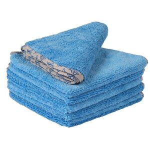 mw pro microfiber car towels (16"x 16") | 400 gsm | 80/20 blend | tagless | soft satin piped edges | all-purpose auto detailing - wax, buff, polish, wash, dry | 6 pack (blue)