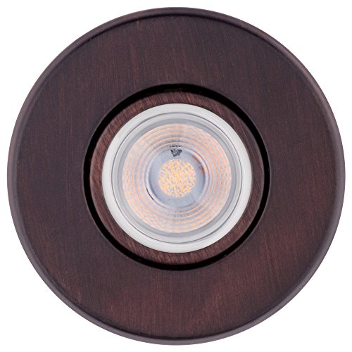 3" LED IC Rated Swivel Round Trim Recessed Lighting Kit, Oil Rubbed Bronze Finish, Easy Install Push-N-Click Clips, LED Bulb Included, 3.25" Hole Size,91144