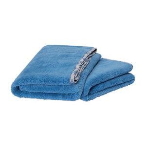 mw pro detail microfiber car towels (24"x 36") | 400 gsm | 80/20 blend | tagless | soft satin piped edges | all-purpose auto detailing - wax, buff, polish, wash, dry | 2 pack (blue)