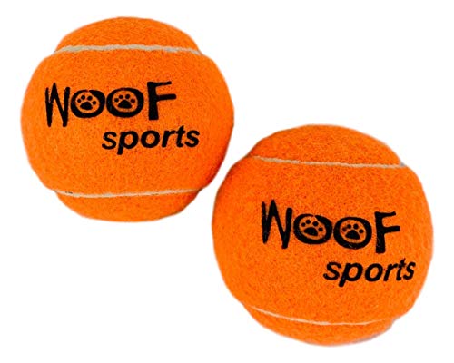 Dog Tennis Balls by Woof Sports - 12 Orange Tennis Balls for Dogs. Easy to Find! Includes Carrying Bag. Medium Size Balls Fits Standard Ball Launchers