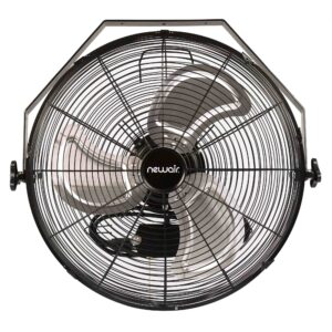newair wall mounted fan | 18" air fan | high velocity blade fan | 3 speed settings | heavy duty fan for industrial use | portable shop fan | black | windpro18w