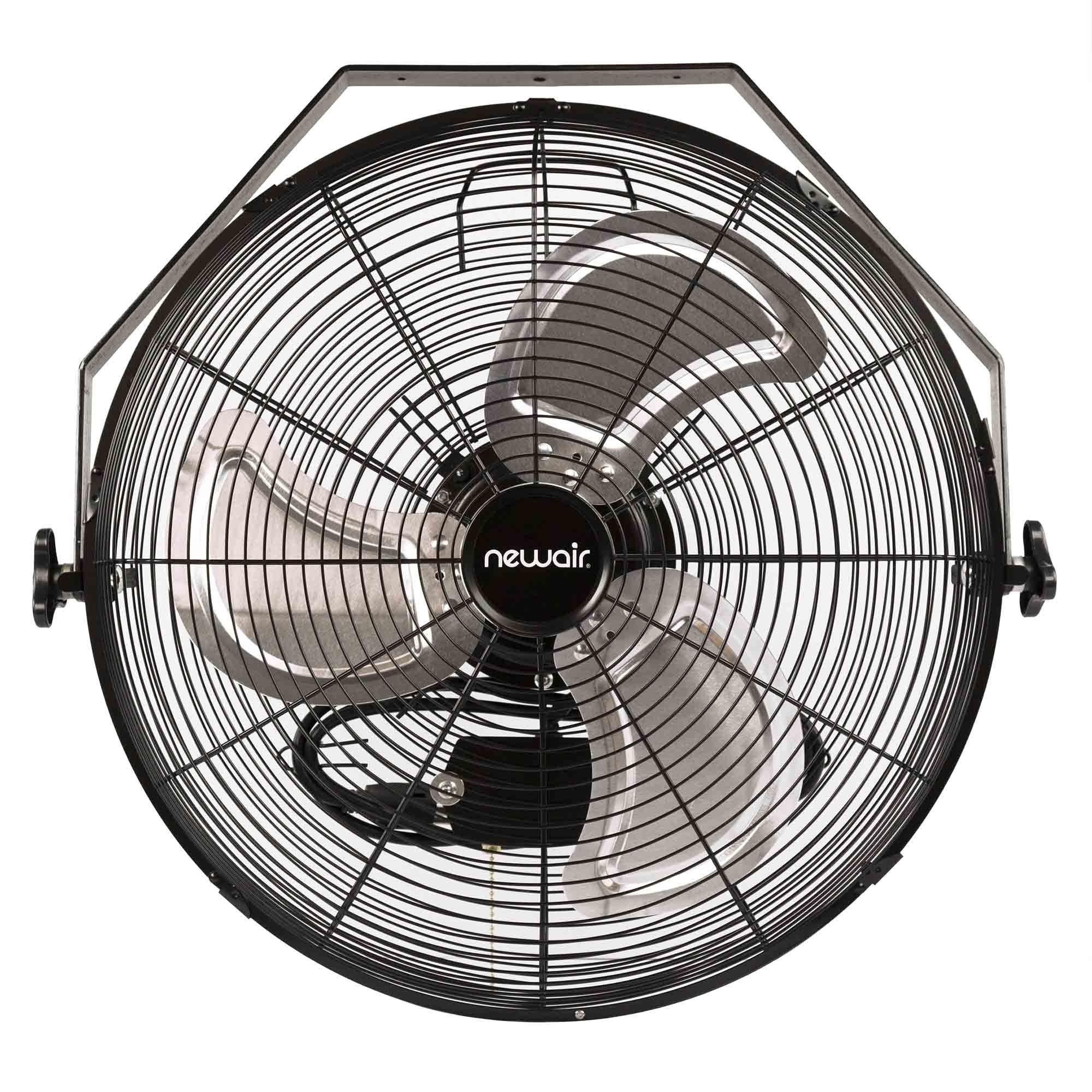 Newair Wall Mounted Fan | 18" Air Fan | High Velocity Blade Fan | 3 Speed Settings | Heavy Duty Fan For Industrial Use | Portable Shop Fan | Black | WindPro18W
