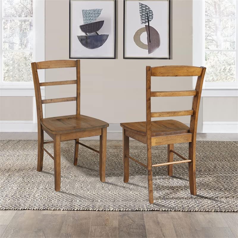 International Concepts Set of Two Madrid Ladderback Chairs, Pecan