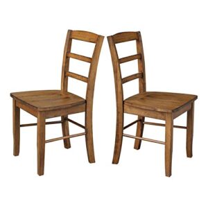 International Concepts Set of Two Madrid Ladderback Chairs, Pecan