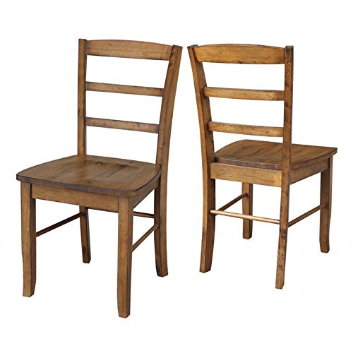 International Concepts Set of Two Madrid Ladderback Chairs, Pecan