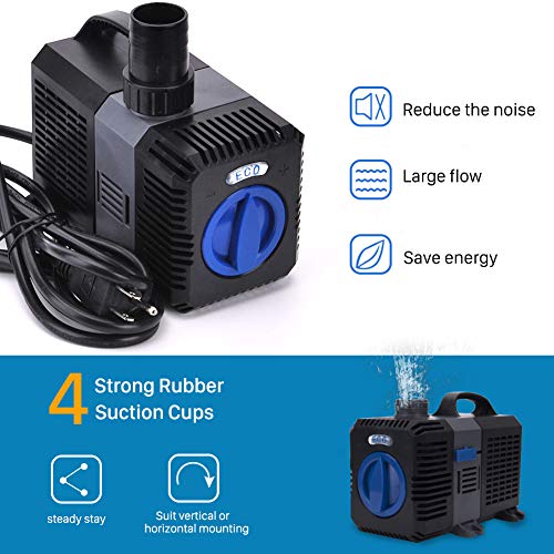 1375GPH Adjustable Flow Submersible Frequency Water Pump Aquarium Fish Pond Hydroponics