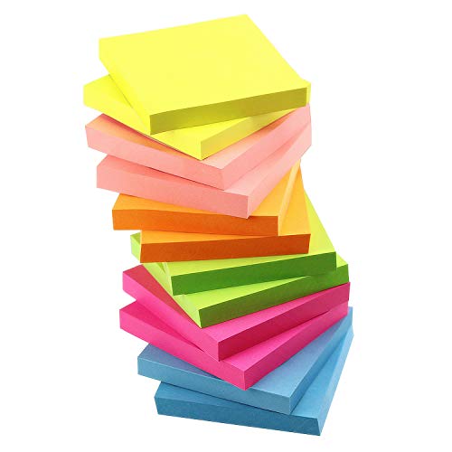 Early Buy 6 Bright Color Self-Stick Notes Sticky Notes 12 Pads/Pack 100 Sheets/Pad Sticky Notes 3 X 3 Inches Box Packing - Quality Improved