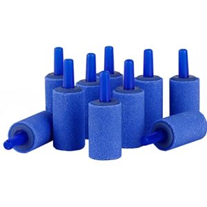 pawfly aquarium 1 inch air stone cylinder blue bubble diffuser release tool for nano air pumps small buckets and fish tanks, 12 pack