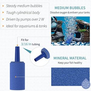 Pawfly Aquarium 1 Inch Air Stone Cylinder Blue Bubble Diffuser Release Tool for Nano Air Pumps Small Buckets and Fish Tanks, 12 Pack