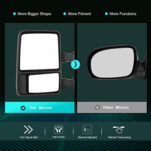 SCITOO Tow Mirrors Compatible with 2003-2007 for Ford for F250 for F350 for F450 for F550 Towing Mirrors with Manual Control Turn Signal Light Left Right Side