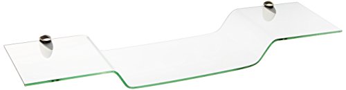 Spancraft Glass Eagle Bent Glass Shelf, Brushed Steel Bracket, 8 x 32