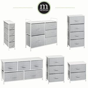 mDesign 30.03" High Steel Frame/Wood Top Storage Dresser Furniture Unit with 5 Removable Fabric Drawers - Tall Bureau Organizer for Bedroom, Living Room, Closet - Lido Collection - Gray/White