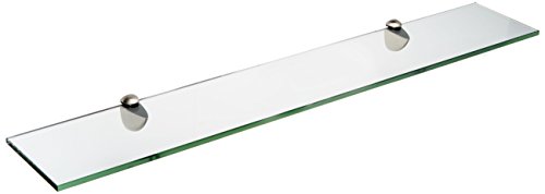 Spancraft Glass Peacock Glass Shelf, Brushed Steel, 4.75 x 21