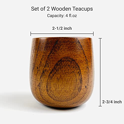 JapanBargain , Wooden Tea Cup Water Coffee Mug Japanese Zen Style Teacup 4 ounce 120ml, Pack of 2