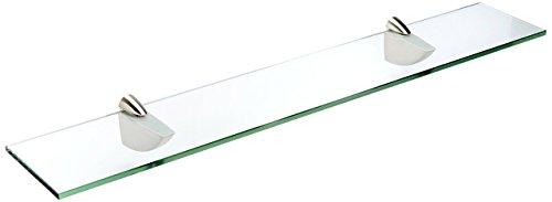 Spancraft Glass Oriole Glass Shelf, Brushed Steel, 8 x 30