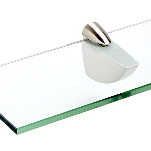 Spancraft Glass Oriole Glass Shelf, Brushed Steel, 8 x 30