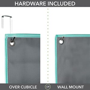 mDesign Soft Fabric Hanging Home Office, Cubicle Storage Organizer, 2 Large Pocket Organization - Holds Office Supplies, File Folder, Planner, Journal - Hang Over Cubicle Wall or Door - Dark Gray/Teal