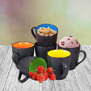 Bruntmor 16 Oz Black Coffee Mugs Set of 6, Large Size Ceramic espresso cups,Microwave safe Coffee Mugs For Your Christmas Gift, Black Coffee, Tea cups