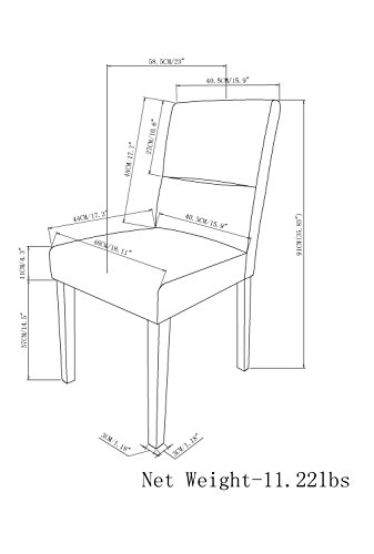 SIMPLIHOME Ashford 18 Inch Contemporary Parson Dining Chair (Set of 2) in Stone Grey Vegan Faux Leather, For the Dining Room