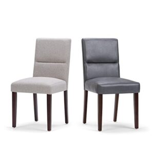 SIMPLIHOME Ashford 18 Inch Contemporary Parson Dining Chair (Set of 2) in Stone Grey Vegan Faux Leather, For the Dining Room