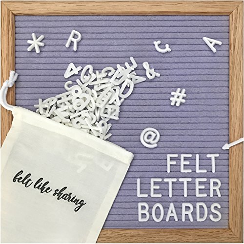 Felt Letter Board, 10x10in Changeable Letter Board with Letters White 300 Piece - Felt Message Board, Oak Frame Wooden Letter Board for Baby Announcements, Milestones, Office Decor & More (Lavender)